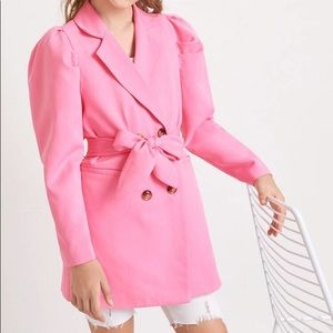 GIRLS PINK BLAZER JACKET WITH BELT